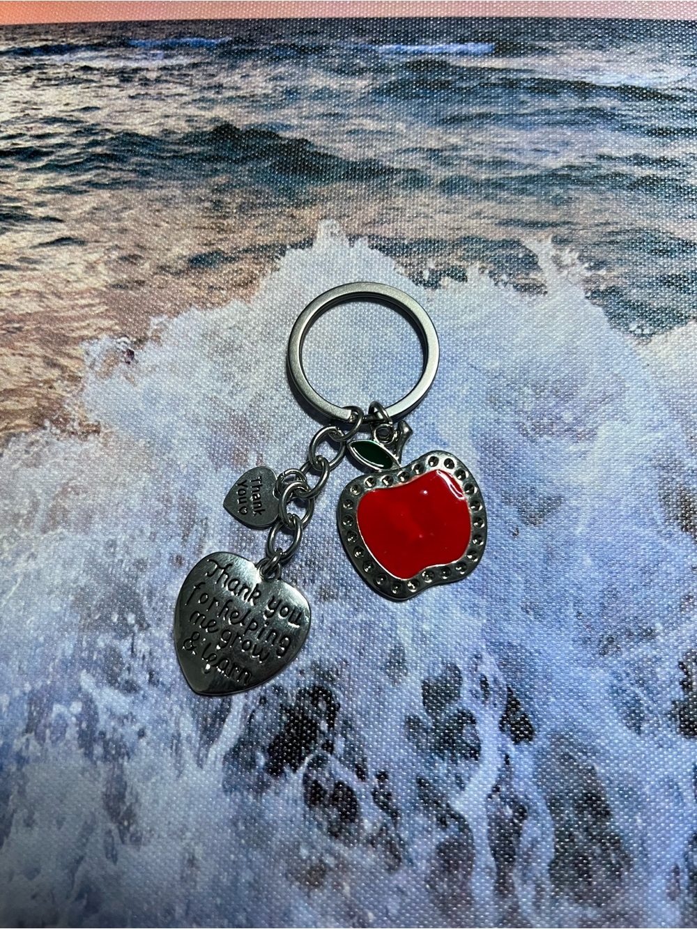 Red Apple Thank You Teacher Keychain - Unbranded